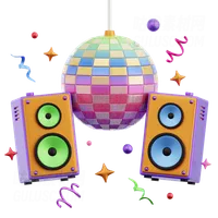 派对迪斯科舞会和扬声器 Party Disco Ball And Speaker