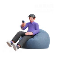 男孩看着手机 Boy looking at mobile
