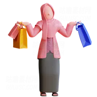 做斋月购物的女人 Woman doing Ramadan shopping