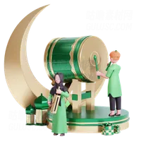 穆斯林用sehri鼓庆祝斋月Kareem Muslim celebrate Ramadan Kareem with sehri drum