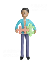 南印度商人拿着拼图 South Indian businessman holding puzzle piece