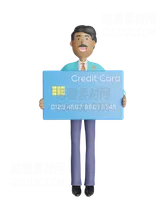 快乐的南印度商人站立并持有信用卡 Joyful south Indian businessman standing and holding credit card