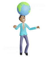 商人头顶着大球-全球业务概念 Businessman carrying a big globe over his head - Concept of global business