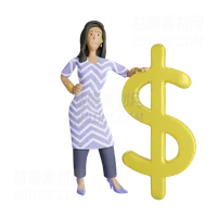 站在美元符号旁边的印度女商人 Indian business woman standing besides dollar symbol