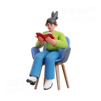 女人坐在椅子上看书 Woman Reading A Book While Sitting On Chair